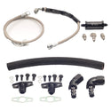 Demon Pro Parts Braided Stainless Steel Oil Feed Line with inline oil filter and Demon Pro Parts Oil Drain kit with AN Fittings