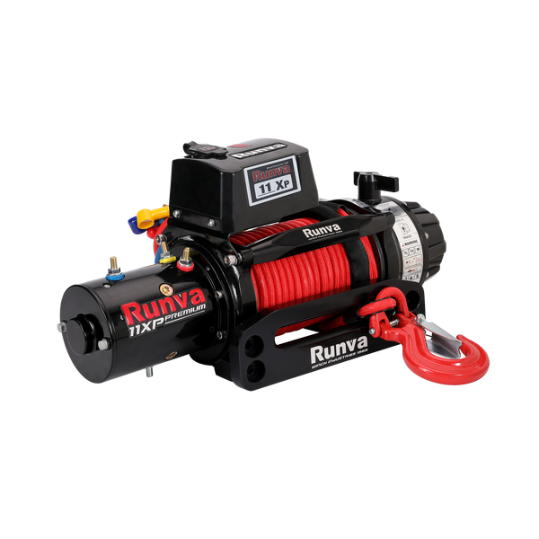 RUNVA Winch 11XP Premium Red Edition 12V With Synthetic Rope & Handheld Remote
