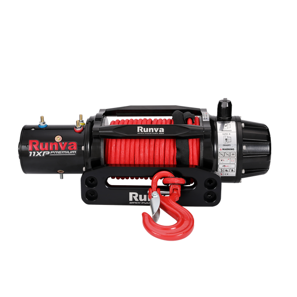 Runva 11XP Premium RED Edition 12V with Synthetic Rope & Handheld Remote