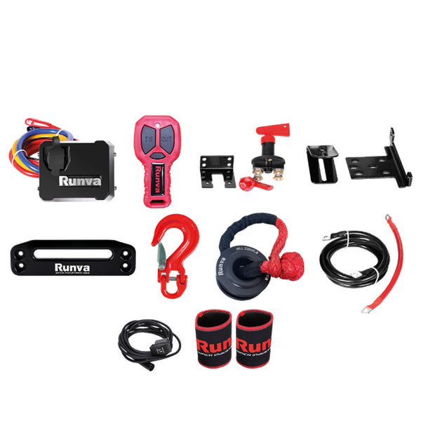 Runva Remote Control RUNVA Winch 11XP Premium Red Edition 12V With Synthetic Rope & Handhel ...