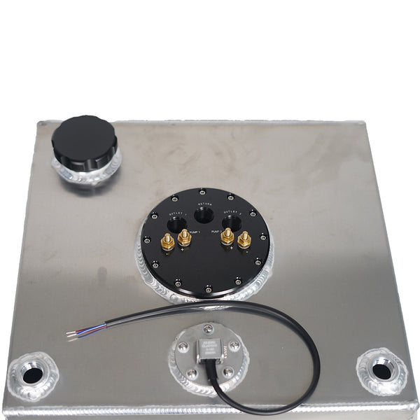 40 Litre Baffled Fuel Cell with Twin Pump Fuel Hanger - Silver - SPEEDUPPERFORMANCE