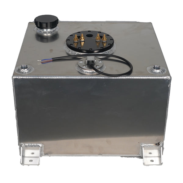 40 Litre Baffled Fuel Cell with Twin Pump Fuel Hanger - Silver - SPEEDUPPERFORMANCE
