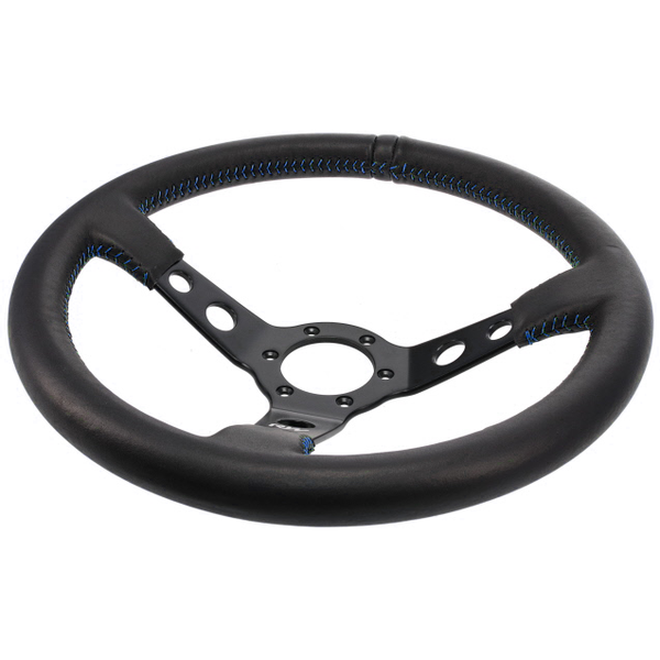 Raceworks 350mm Leather Dished Steering Wheel - SpeedUpPerformance