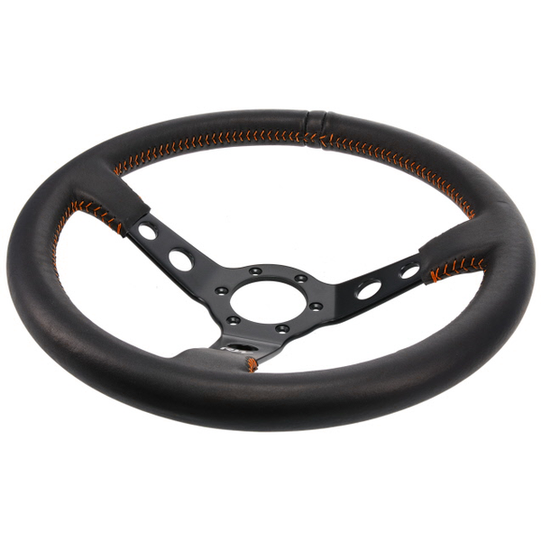 Raceworks 350mm Leather Dished Steering Wheel - SpeedUpPerformance