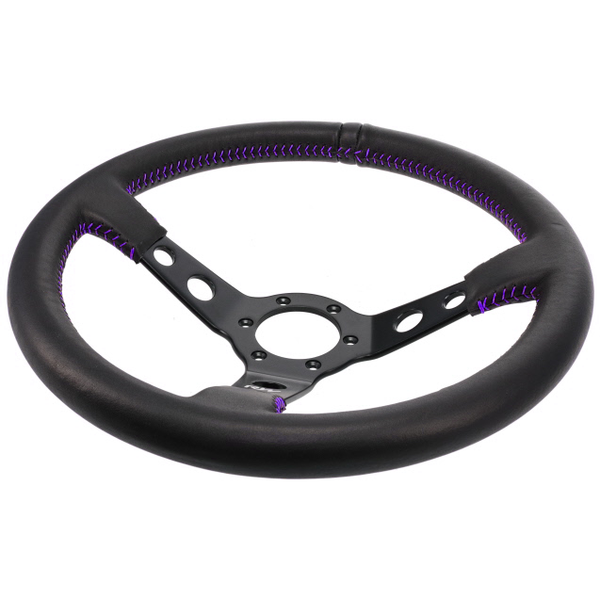 Raceworks 350mm Leather Dished Steering Wheel - SpeedUpPerformance