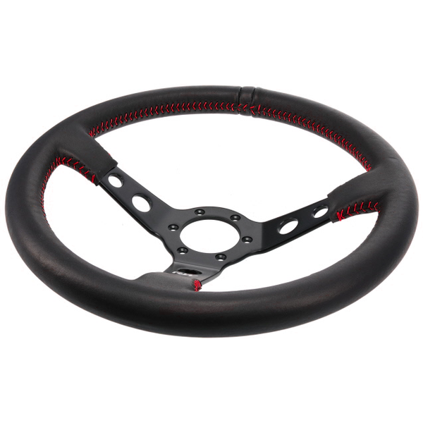 Raceworks 350mm Leather Dished Steering Wheel - SpeedUpPerformance